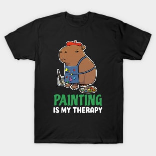 Painting is my therapy cartoon Capybara T-Shirt